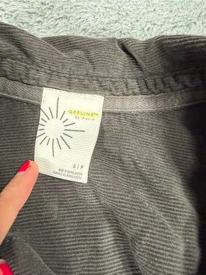 Aerie offline Corduroy Button-Up Shirt Jacket in Charcoal small thumbnail 4