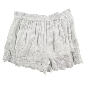 Sim & Sam Eyelet Lace Shorts Womens S White Floral Scalloped Hem Elastic Waist thumbnail 2