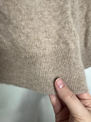 Quince Cashmere Long Sleeve Crew Neck Sweater in Oatmeal sz M shrunk fits like S thumbnail 6