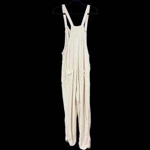 Universal Threads M Beige Oatmeal Linen Wide Leg Overalls Jumpsuit Boho Lagenlook thumbnail 2