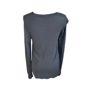 Katherine Barclay long sleeve black merino wool sweater Preppy Medium thumbnail 3