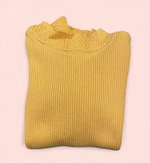 Christopher & Banks Vintage 90’s-y2k buttercup ribbed scallop knit mock neck short sleeve sweater thumbnail 4
