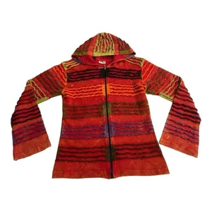 India Boutique Multi Color Women’s size M/L front zipper Rust hoodie Jacket thumbnail 8