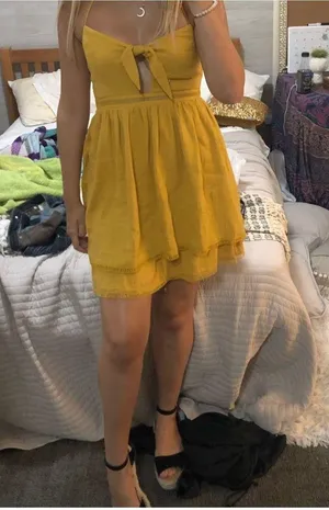 Revolve Babydoll Mini Dress Yellow Endless Rose thumbnail 2