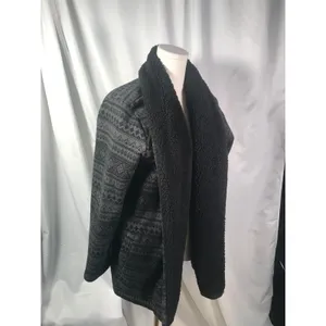 LL Bean Women's Fair Isle Sherpa Lined Cardigan Sweater‎ Jacket Size M thumbnail 4