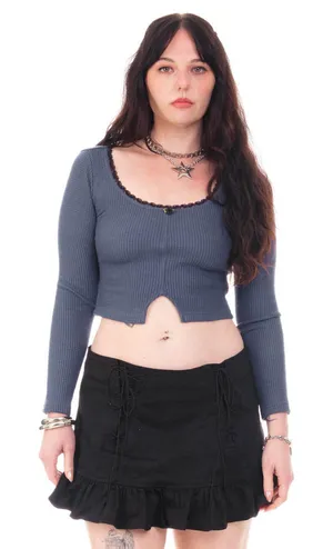 Tunnel Vision Rosa Blue Lace-trimmed Thermal Long-Sleever thumbnail 1