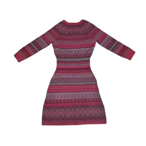 Athleta Womens Red‎ Fair Isle Sweater Dress Long Sleeve Cotton Blend Cabin Small thumbnail 2