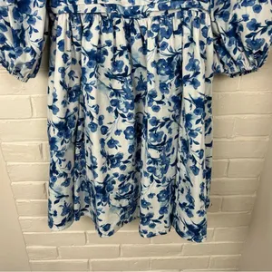 Abercrombie & Fitch Emerson Poplin Blue Floral Puff Sleeve Mini Dress Size S thumbnail 8