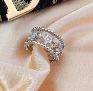 925 Silver Plated Six Pointed Star Open Ring for Women,Statement Ring,Star Ring thumbnail 1