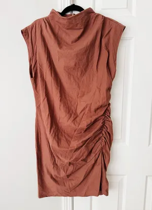 Anthropologie The Maya Ruched Cowl-Neck Linen Blend Mini Dress, Size XL thumbnail 6