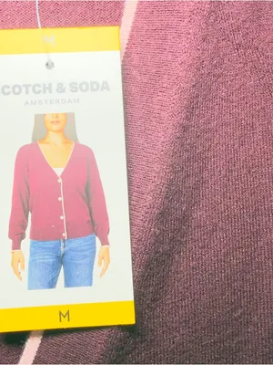 Scotch‎ Soda Amsterdam Medium Burgundy Pink Lined Preppy Cardigan Grandpacore thumbnail 9