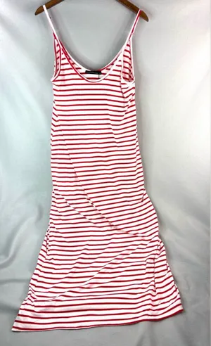 Zanzea M Red and White Striped Sleeveless Maxi Dress NEW thumbnail 1