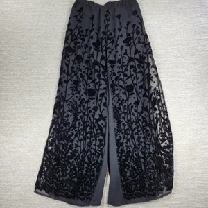 VTG Ronni Nicole Velvet Burnout Wide Leg Pants M Black Sheer Holiday Party thumbnail 11