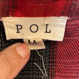 POL Button Front Lightweight Flannel Red and Black Plaid Shirt Size M thumbnail 3