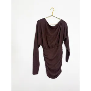 Showpo Alyce Mini Dress Size 4 Brown Ruched Off Shoulder Textured Knit thumbnail 4