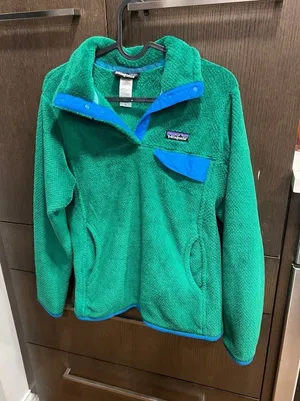 Patagonia Women's Re-Tool Snap-T Pullover fleece in green‎ blue trim women's M thumbnail 1