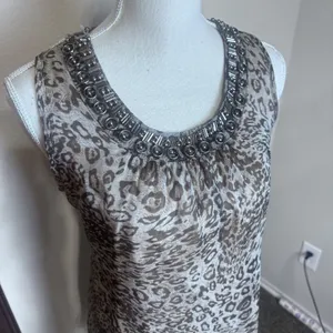 Y2K My Pretty Angel Mini Dress Silk Blend Leopard beaded neckline Fairy sz‎ M thumbnail 2