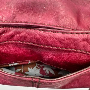 Hobo International Red Leather Shoulder Bag Zip Top Hobo Purse Handbag Berry thumbnail 3