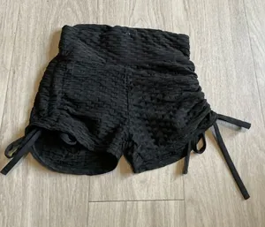 Black High-Waist Textured Women’s Shorts thumbnail 1