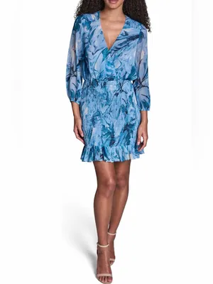 BCBG Coastal‎ Muse Multi Smocked Chiffon Mini Dress Sz. 14 NWT thumbnail 2