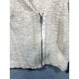 Free People Womens S Sweater Wool Blend Cream Fuzzy Jacket Asymmetrical Zip‎ thumbnail 4