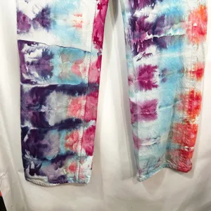 Zara Size 2 Jeans Handmade Tie Dye High Rise Relaxed Mom‎ Straight Boho 1375 thumbnail 6