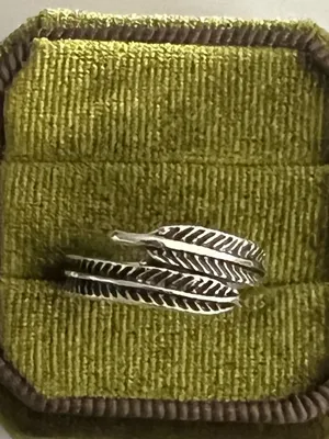Vintage/Boho Design Stainless Steel Silver Feather Wrap Band Size 7 thumbnail 3