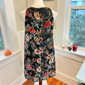 Miss Me Floral Burnout Velvet Shift‎ Dress Sleeveless Black Small thumbnail 3