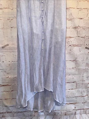 Astr the Lable Light Blue High-Low Maxi Dress with Ruffle Straps button down S thumbnail 3