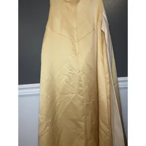 Eden Maids Dress Womens 6 Yellow Strapless Satin Sheath Maxi Bridesmaid Gown thumbnail 6