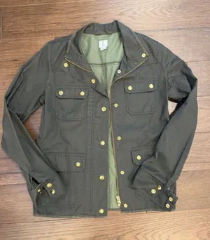 J. By J. Crew Green Military Jacket with Gold Accents Size Small - C54-040 thumbnail 1