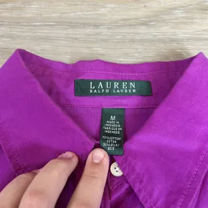 Lauren Ralph Lauren Button Up Shirt Women Large Purple Cotton Silk Utility Light thumbnail 12