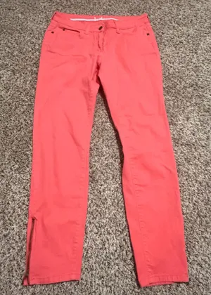 Boden Womens Coral Pink Slim Ankle Zip Pants Size US 8R WC145 Mid Rise Cotton thumbnail 1