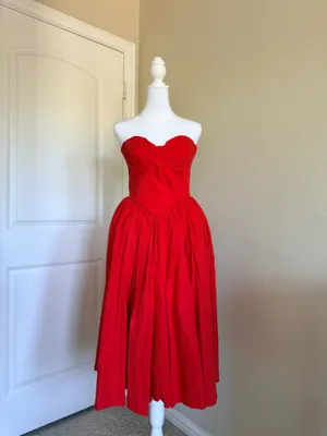 Red Corset Ballgown Style Puff Dress Size S NWT thumbnail 5