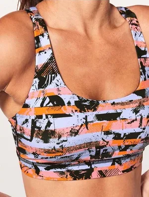 Lululemon‎ Energy Bra High Neck Shatter Weave Desert Teal Multi Size 6 Orange thumbnail 1