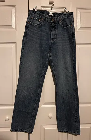Zara Dark Blue Straight Jeans thumbnail 1