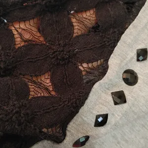 VOCAL Grey and Black Aztec Embroidered Tank with Lace and Jewel Detail thumbnail 4