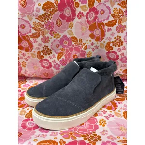 Toms Sz 7 Paxton Dark Gray Suede Faux Fur Lined Mid Top Slip On Sneaker Boots thumbnail 3