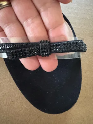 INC Linette Black Suede Bow Clear and black Jewel Strap Heeled Sandals size 9 thumbnail 6