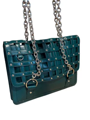 Vintage Y2k Baby Phat Teal Caged Design Chain Shoulder Bag thumbnail 7
