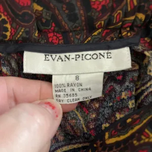 1980’s Evan -picone Vintage Pleated Paisley Pattern Long Skirt Size 8 thumbnail 6