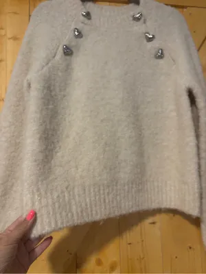 English‎ Factory Cream Heart Button Sweater Soft Knit- wool blend Crewneck XS thumbnail 2