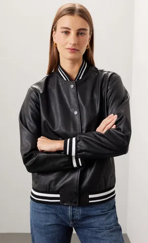 Slate & Willow Varsity Faux Leather Jacket thumbnail 1