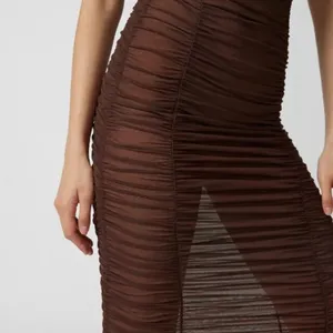 Urban Outfitters Mia Sheer Mesh Ruched Midi Dress. thumbnail 2