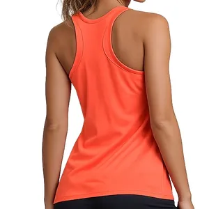 Under Armour HeatGear Fitted Ribbed Racerback Tank Top Neon Orange Medium thumbnail 2