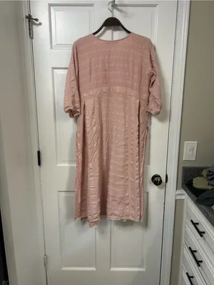 Vintage Women's Pink Embroidered Cotton Tunic Dress thumbnail 4