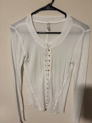 White Free People Top button up thumbnail 1