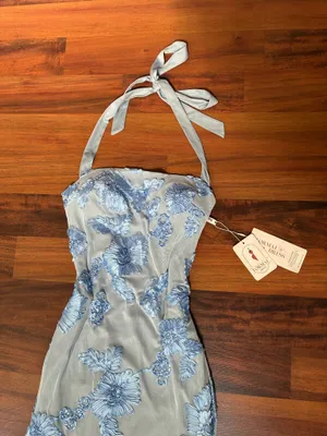 Elegant Ice Blue Tie-Halter Evening Dress - New With Tags thumbnail 5