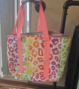 Colorful Leopard Print Tote Bag Pink thumbnail 1