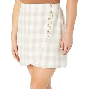 Madewell Linen‎ Blend Tulip Hem Mini Skirt NWT Size 6 Gingham Minimalist Casual thumbnail 12